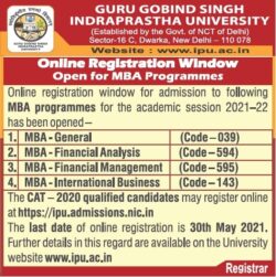 guru-gobind-singh-indraprastha-university-online-registration-window-open-for-mba-programmes-ad-times-of-india-delhi-06-04-2021