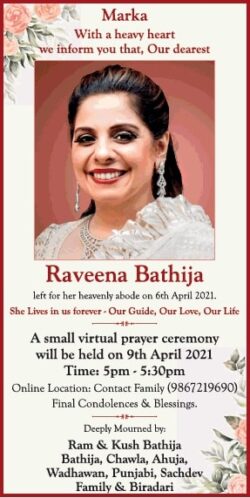 sad-demise-raveena-bathija-ad-times-of-india-mumbai-09-04-2021