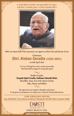 sad-demise-shri-kishan-goradia-chairman-dosti-realty-ltd-ad-times-of-india-mumbai-08-04-2021