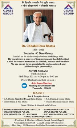 antim-ardass-dr-chhabil-dass-bhatia-founder-c-dass-group-ad-times-of-india-delhi-08-05-2021