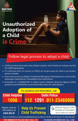 delhi-police-unauthorized-adoption-of-a-child-is-crime-ad-times-of-india-delhi-11-05-2021