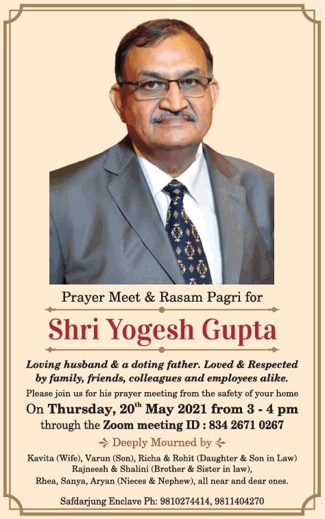 prayer-meet-and-rasam-pagri-shri-yogesh-gupta-ad-times-of-india-delhi-19-05-2021