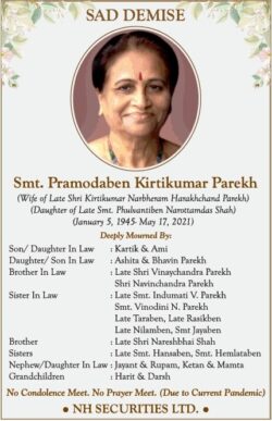 sad-demise-smt-pramodaben-kirtikumar-parekh-ad-times-of-india-mumbai-19-05-2021