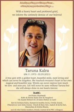 sad-demise-taruna-kalra-ad-times-of-india-delhi-06-05-2021