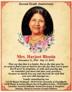 second-death-anniversary-mrs-harjeet-bhasin-ad-times-of-india-delhi-13-05-2021
