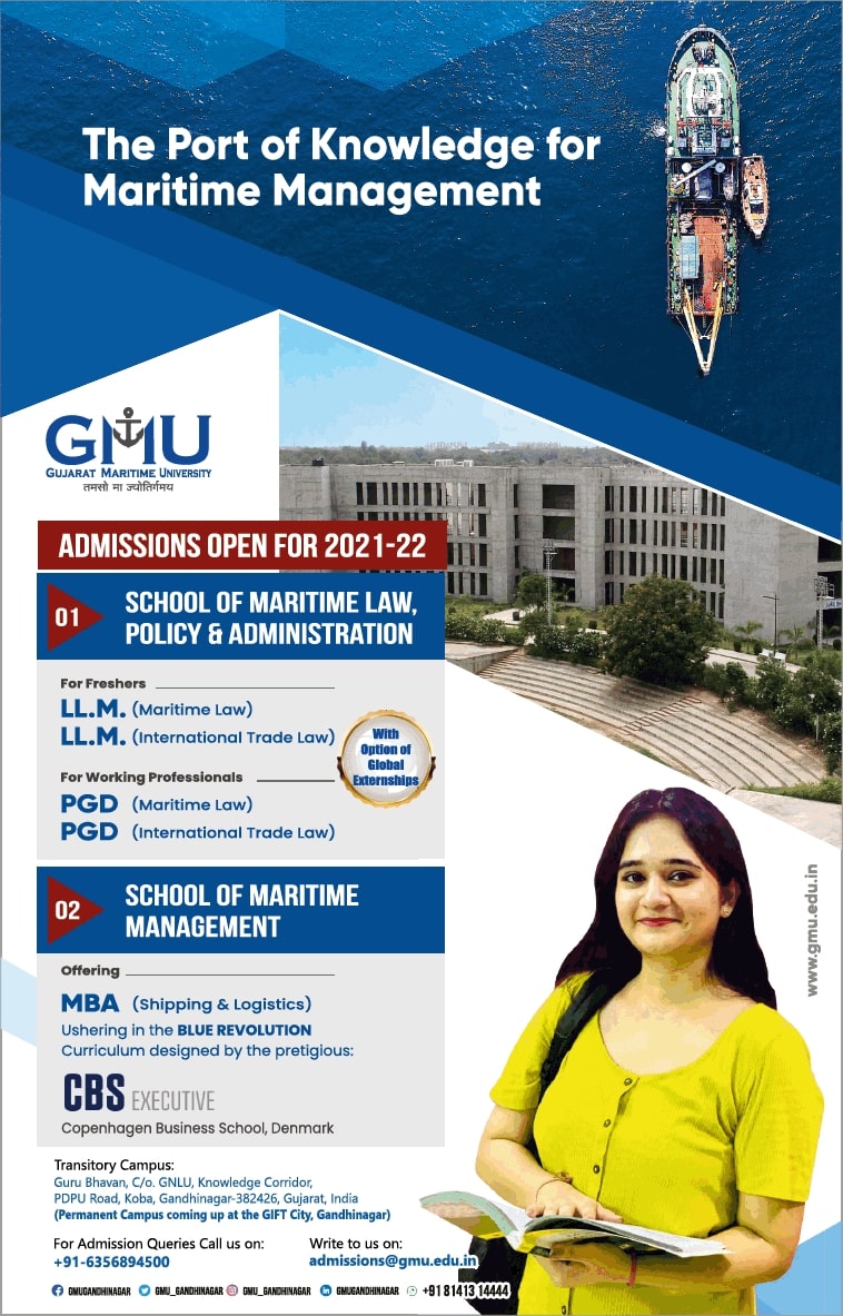 gujarat-maritime-university-admissions-open-for-2021-22-ad-delhi-times-30-05-2021