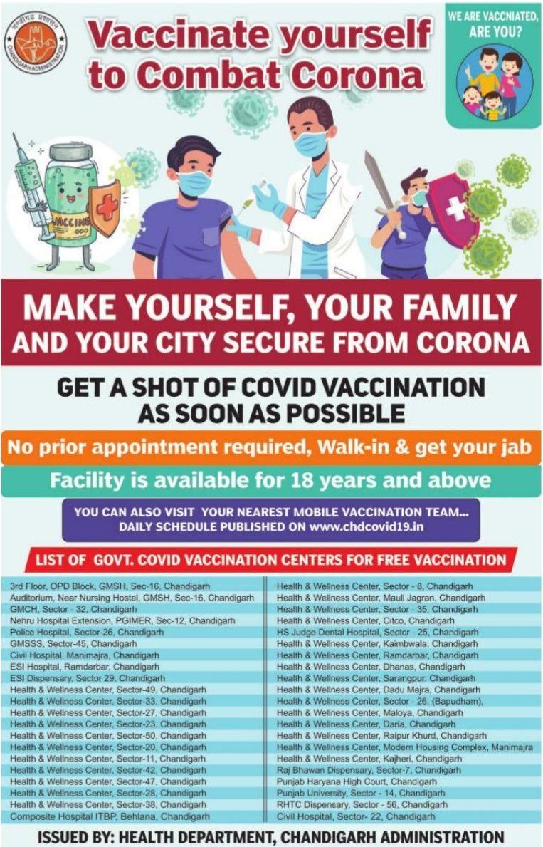 health-department-chandigarh-vaccinate-yourself-to-combat-corona-ad-tribune-chandigarh-26-06-2021