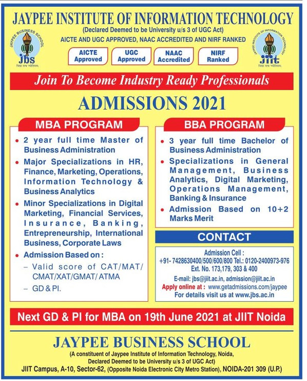 jaype-institute-of-information-technology-admissions-2021-ad-amar-ujala-delhi-12-06-2021