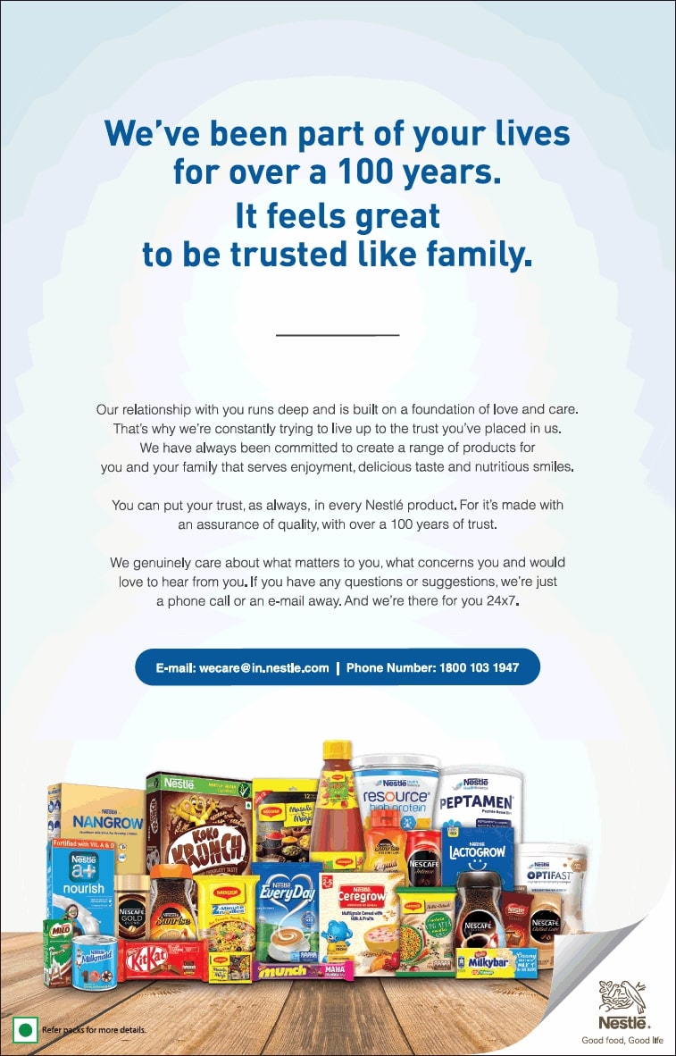 nestle-we-have-been-part-of-your-lives-for-over-a-100-years-it-feels-great-to-be-trusted-like-family-ad-times-of-india-delhi-06-06-2021