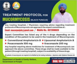 protocol-for-mucormycosis-black-fungus-department-of-health-&-family-welfare-government-of-punjab-treatment-ad-tribune-chandigarh-29-5-2021