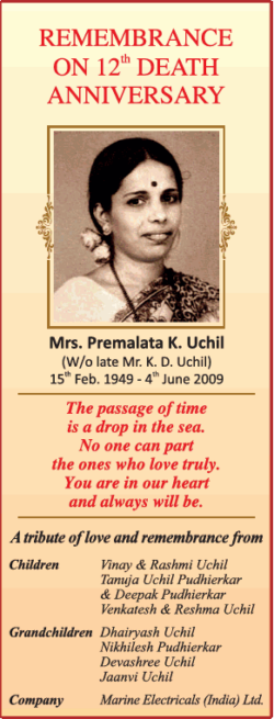 remembrance-on-12th-death-anniversary-mrs-premalata-k-uchil-ad-times-of-india-mumbai-04-06-2021