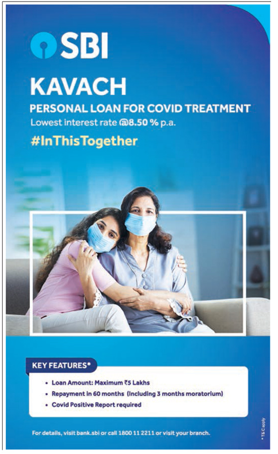 state-bank-of-india-kavach-personal-loan-for-covid-treatment-ad-deccan-chronicle-hydderabad-16-06-2021