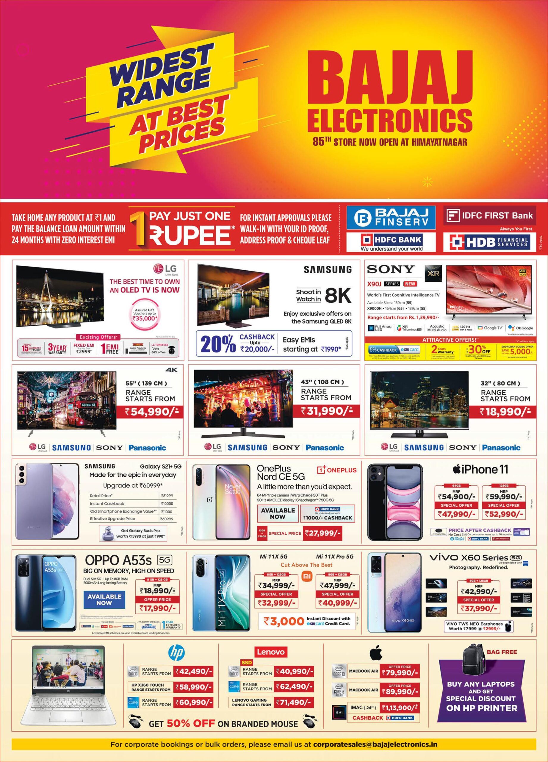 bajaj-electronics-widest-range-at-best-prices-pay-just-one-rupee-and-take-any-product-ad-deccan-chronicle-hyderabad-10-7-2021