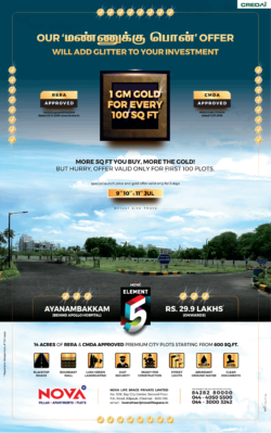 nova-element-5-ayanambakkam-1-gm-gold-for-every-100-sq-ft-ad-times-of-india-chennai-9-7-2021
