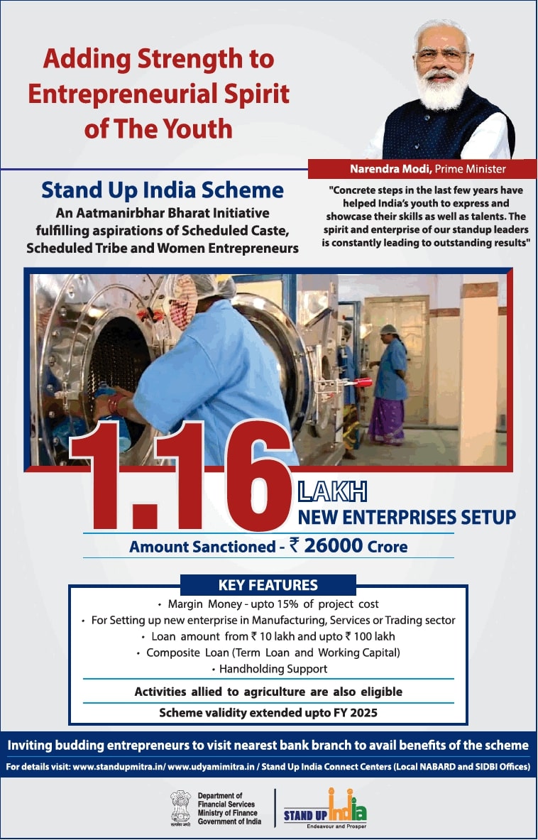stand-up-india-scheme-1-16-lakh-new-enterprises-setup-amount-sanctioned-rs-26000-crore-ad-toi-delhi-1-7-2021