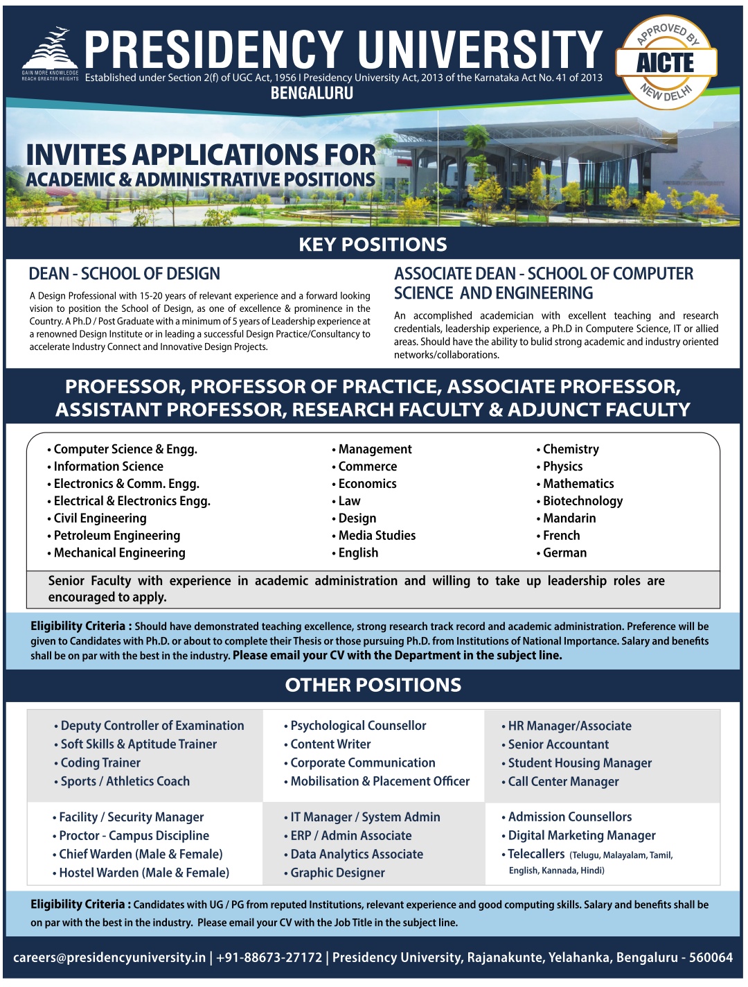 Presidency-university-invites-applications-for-academic-&-administrative-positions-ad-times-of-india-mumbai-03-05-2023