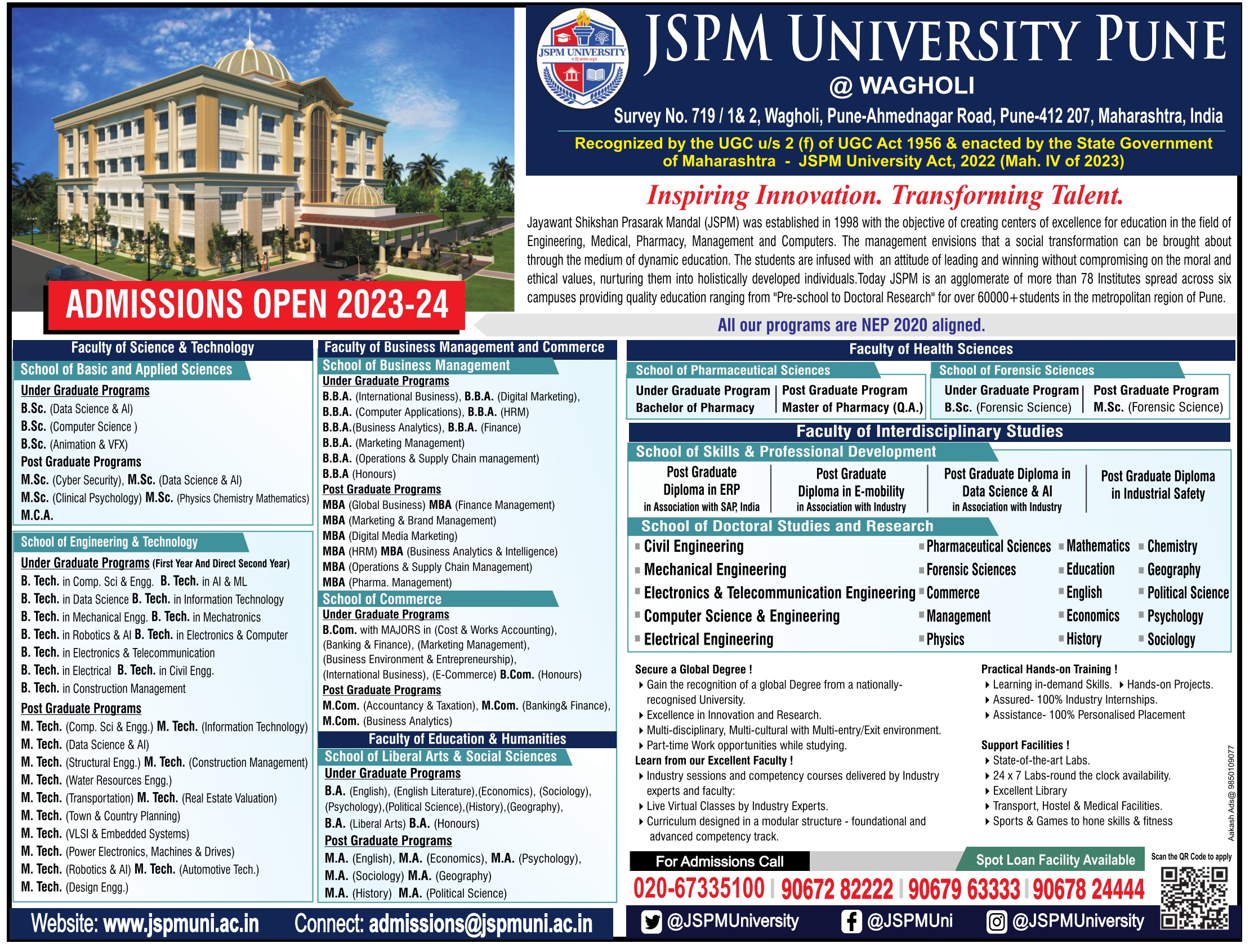 jspm-university-pune-wagholi-admissions-open-ad-times-of-india-mumbai-10-07-2023