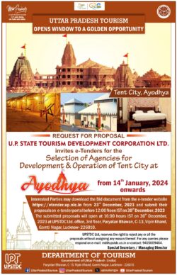uttar-pradesh-tourism-invites-e-tenders-for-the-selection-of-agencies-for-development-&-operation-of-tent-city-at-ayodhya-ad-times-of-india-delhi-23-12-2023