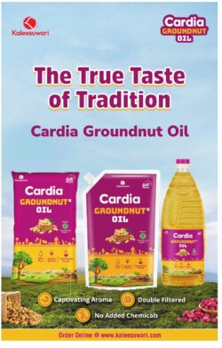 kaleesuwari cardia groundnut oil the true taste of tradition captivating aroma double filtered no added chemicals ad times of india chennai 26 09 2024