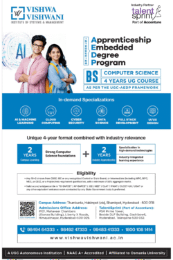 Vishwa Vishwani Apprenticeship Embedded Degree Program Ad Deccan Chroncile Hyderabad